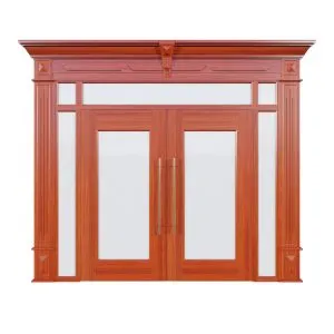 Cửa Thép Vân Gá»— 4 Cánh Lá»‡ch Ô thoáng kính | Mã ATL22.VK.01