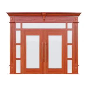 Cửa Thép Vân Gá»— 4 Cánh Lá»‡ch Ô thoáng kính | Mã ATL22.VK.02
