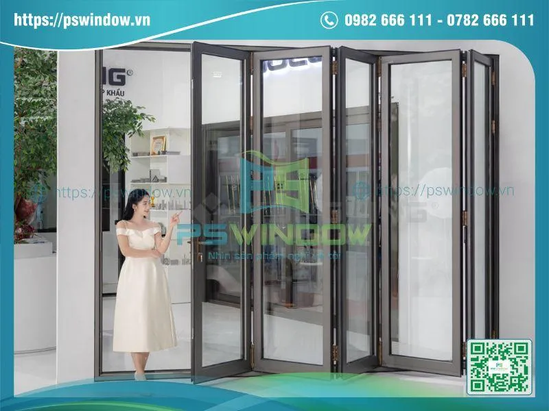 Cửa nhôm Soco xếp trượt phòng khách