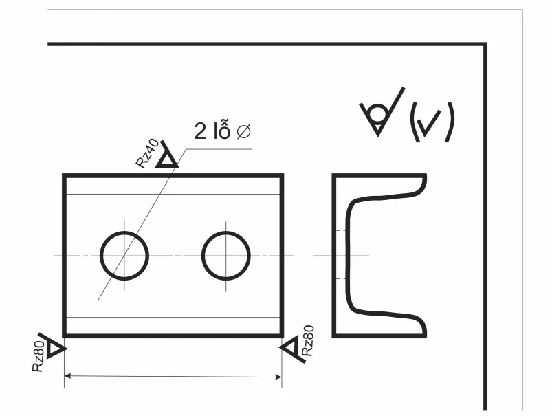 Tiêu chuẩn bản vẽ kỹ thuật - Ký hiệu nhám bề mặt khi phần lớn bề mặt giữ nguyên