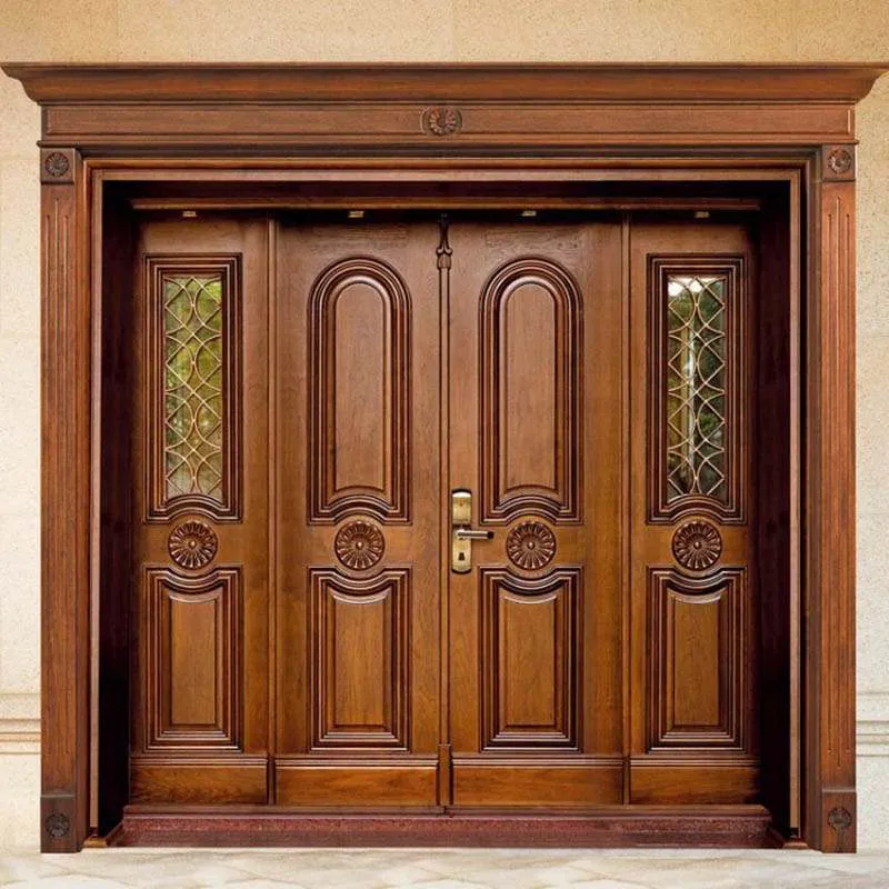 Cửa gỗ 4 cánh với gam màu trầm ấm, tăng vẻ huyền bí và sang trọng