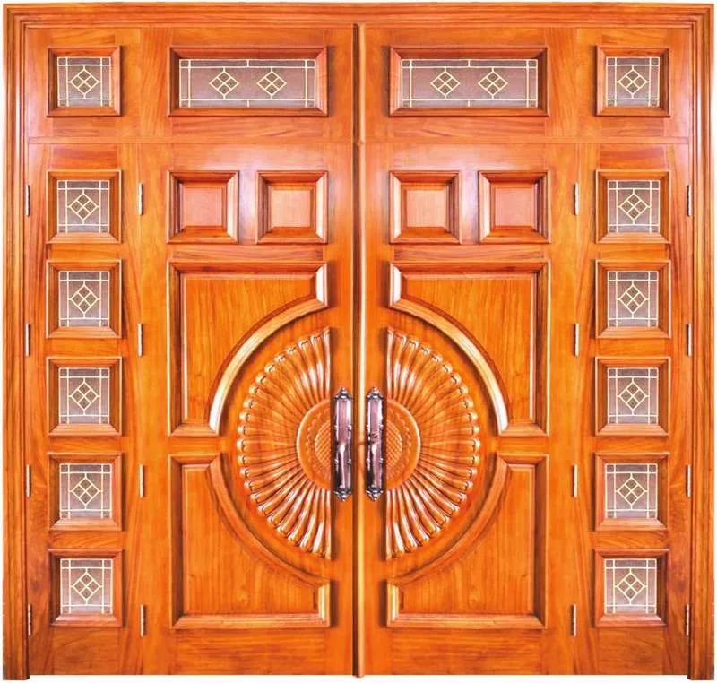 Mẫu cửa gỗ 4 cánh hiện đại với thiết kế đường nét tinh tế