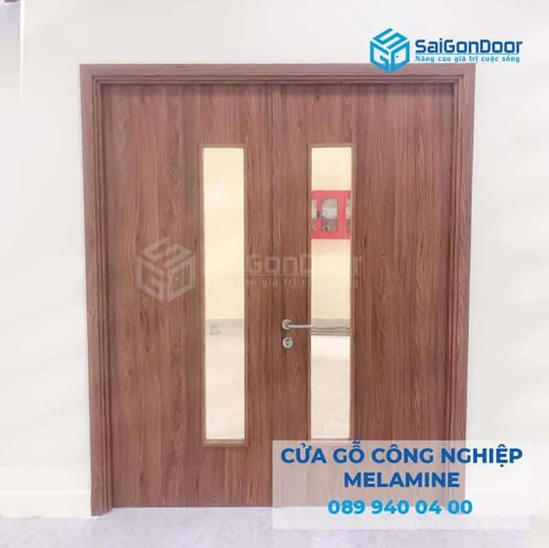 Cửa gỗ công nghiệp MDF Melamine với bề mặt vân gỗ tự nhiên