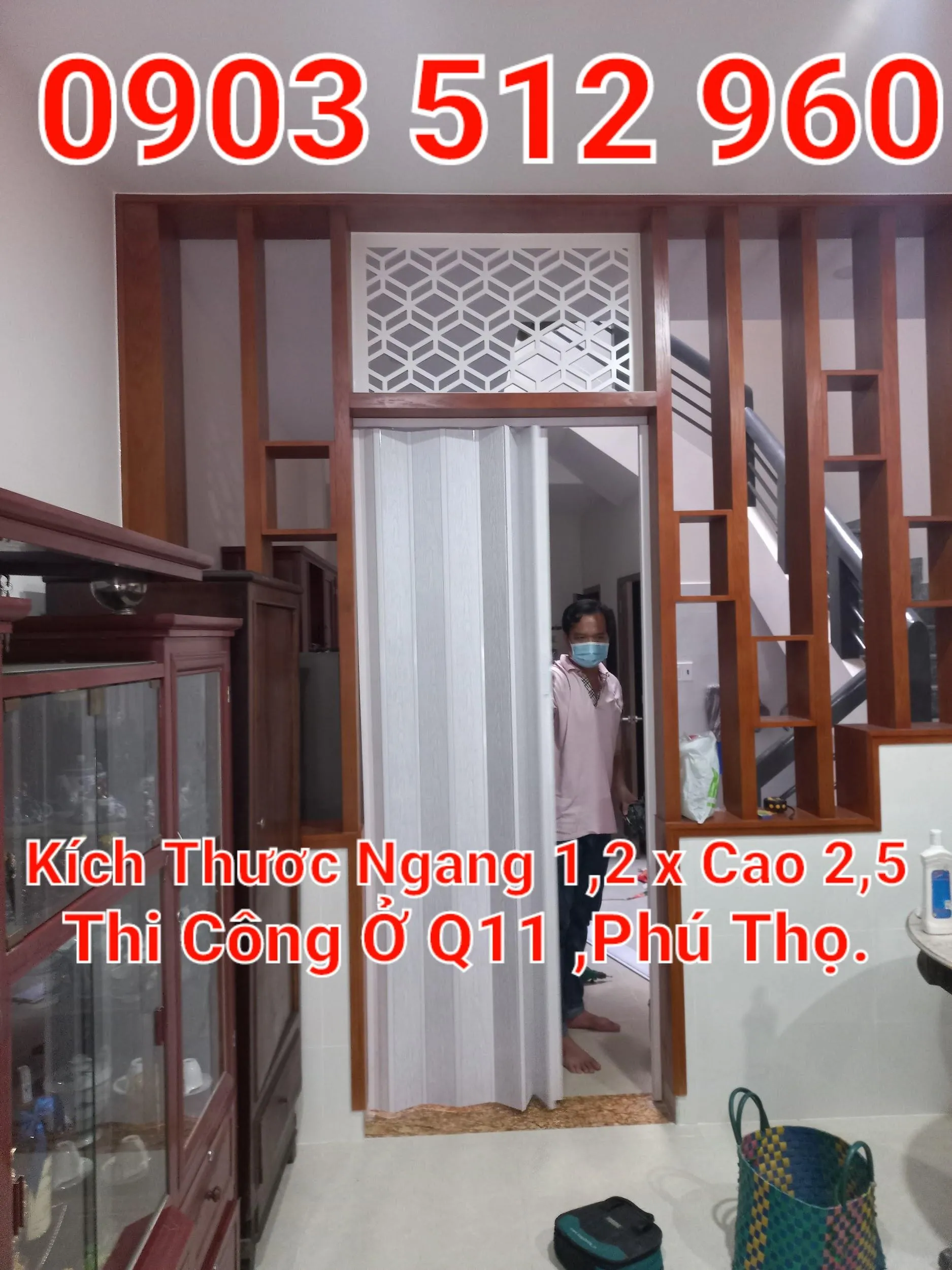 Cấu tạo chi tiết của cửa xếp nhựa cao cấp, thể hiện độ bền và khả năng lắp đặt linh hoạt.